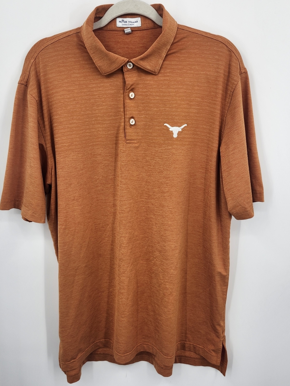 Peter Millar Longhorn Summer Comfort Polo Shirt Orange Sz L